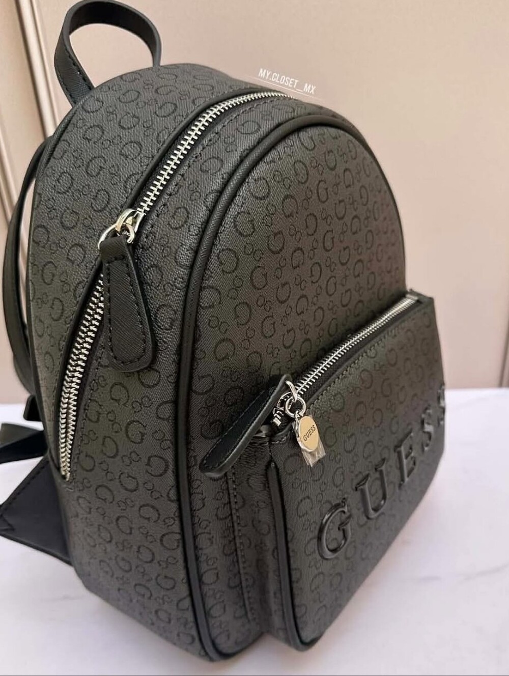 GUESS Grey Monogram Backpack - Picture 2 of 3